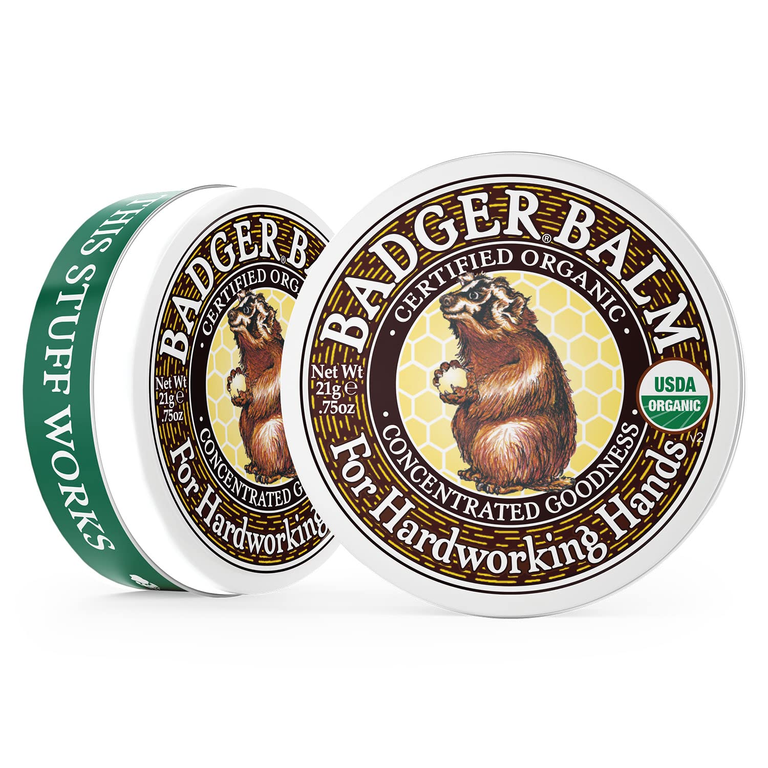 Badger - Hardworking Hands Healing, Aloe Vera & Wintergreen, Working Hand Balm, for Dry Hands, Moisturizer Balm, Certified Organic Hand Balm, 0.75 oz